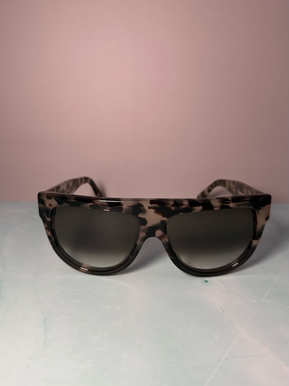 Celine Tortoiseshell Oversized Sunglasses with Dark Gradient Lenses